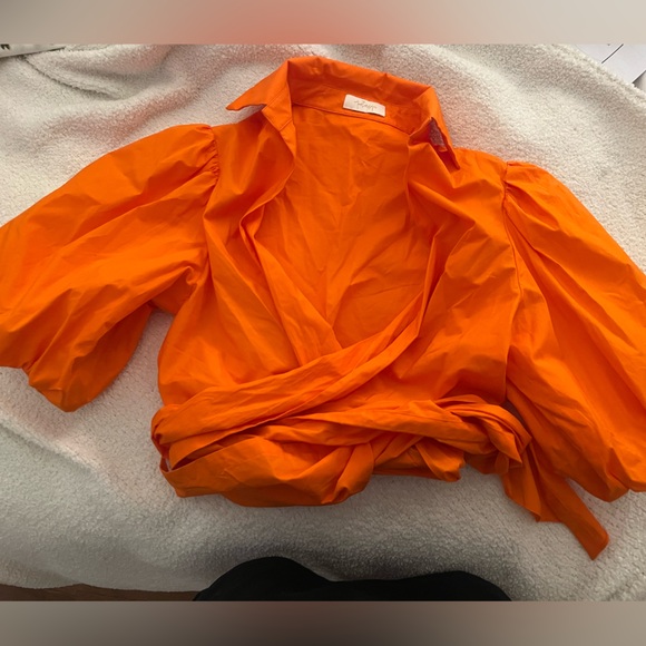 Petersyn Orange collared Bow wrap top - Picture 6 of 6
